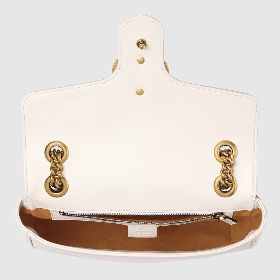 White Matelass  Leather GG Marmont Small  shoulder Bag