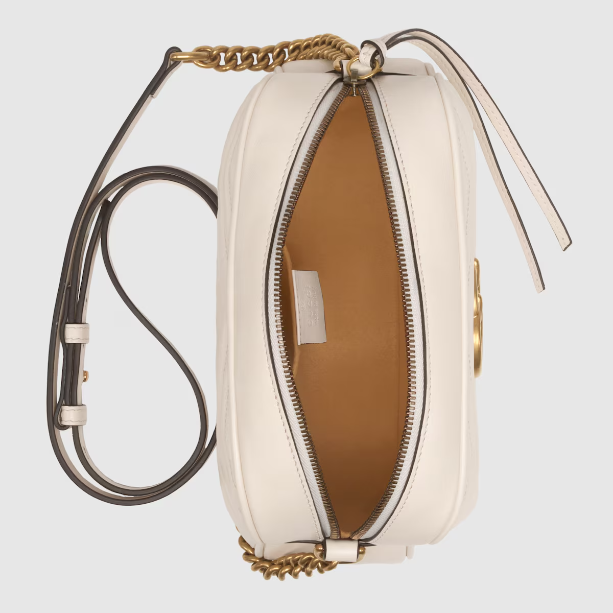 gucci White Leather GG Marmont Small Shoulder Bag