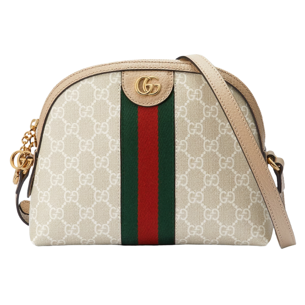 GUCCI  Ophidia small GG shoulder bag in beige and white canvas