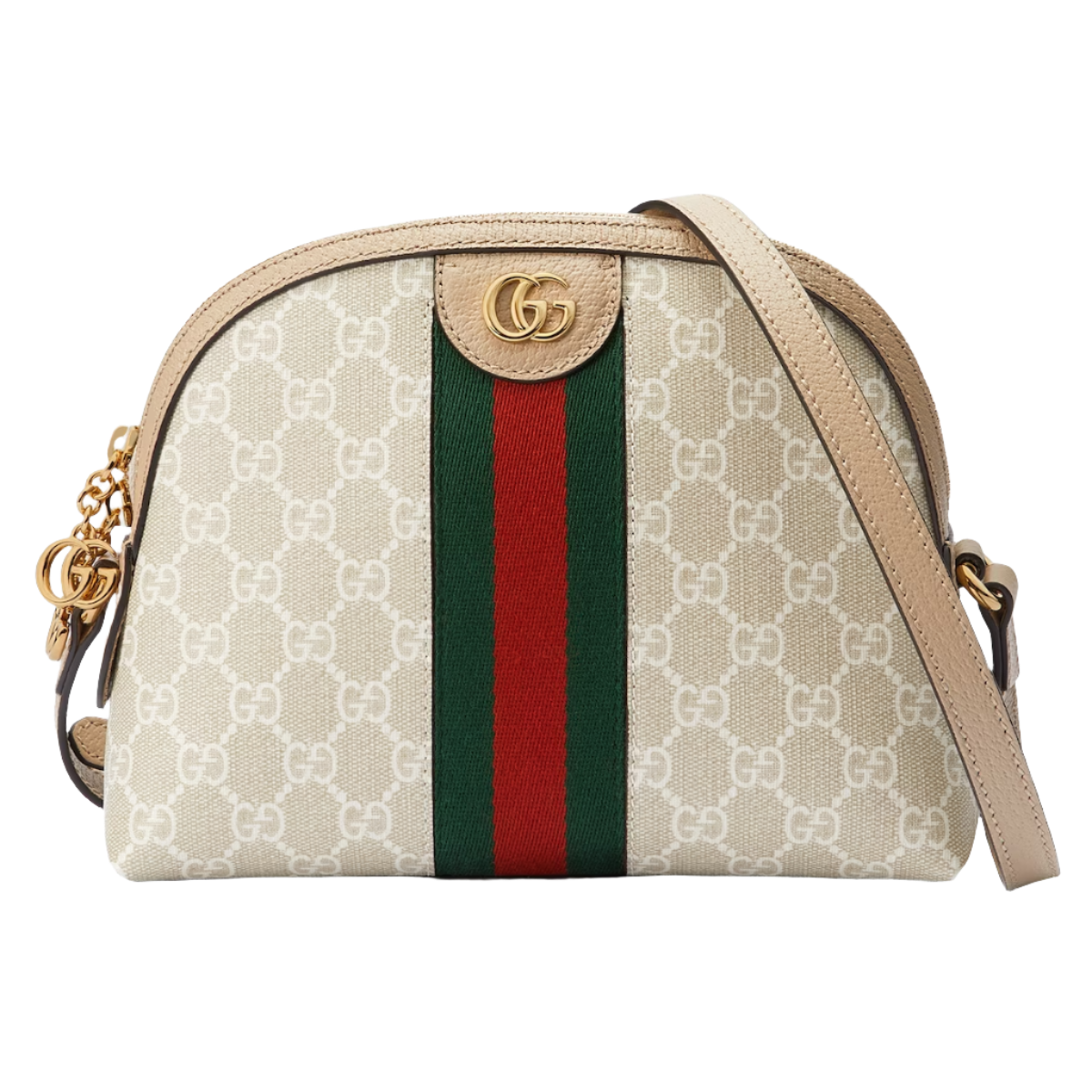GUCCI  Ophidia small GG shoulder bag in beige and white canvas