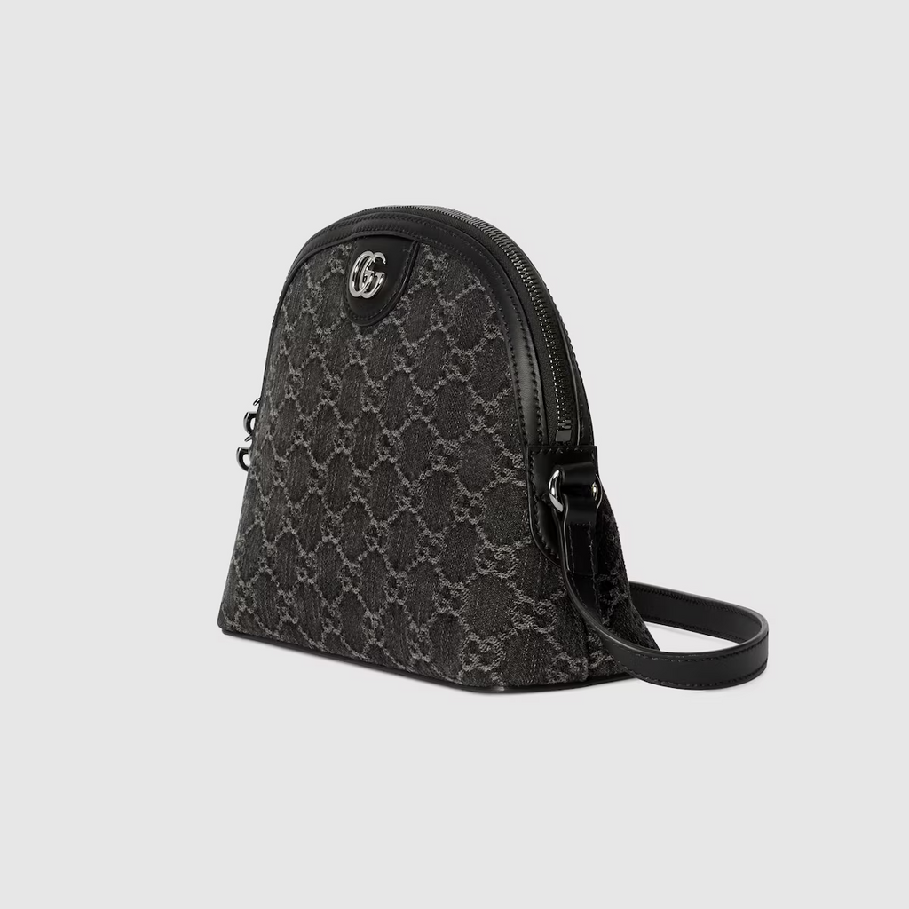 GUCCI Ophidia GG small shoulder bag in black and grey denim