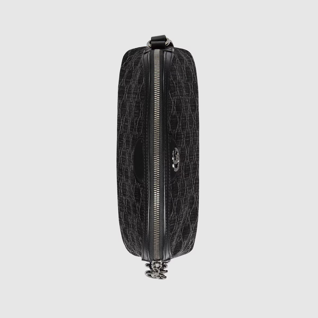 GUCCI Ophidia GG small shoulder bag in black and grey denim