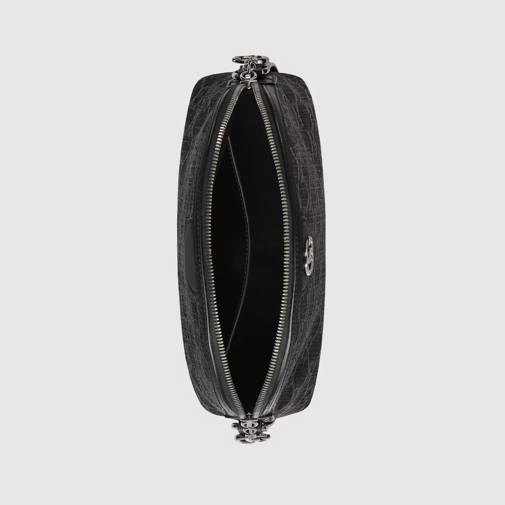 GUCCI Ophidia GG small shoulder bag in black and grey denim
