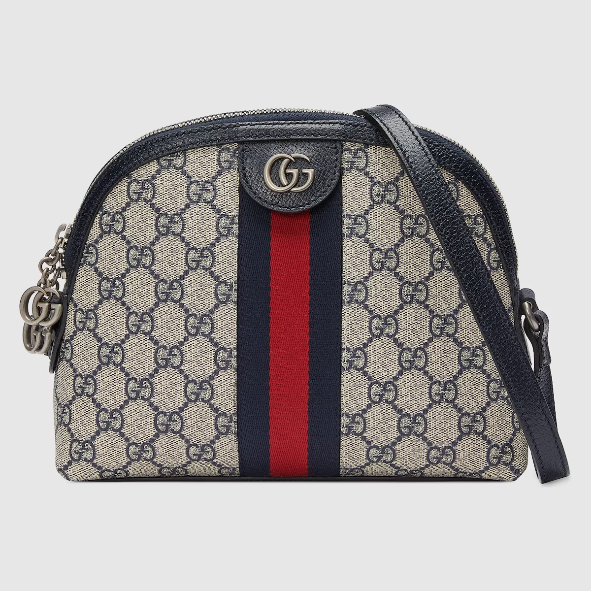 GUCCI  Ophidia small GG shoulder bag in beige and blue Supreme