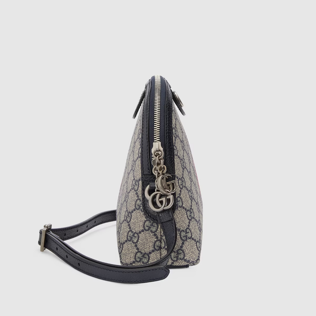 GUCCI  Ophidia small GG shoulder bag in beige and blue Supreme