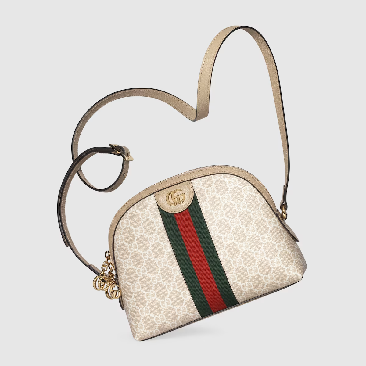 GUCCI  Ophidia small GG shoulder bag in beige and white canvas