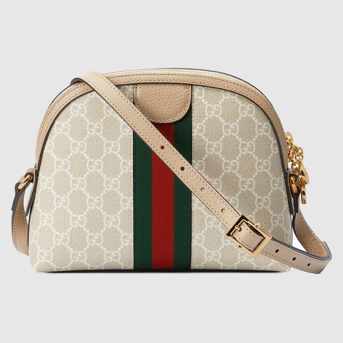 GUCCI  Ophidia small GG shoulder bag in beige and white canvas