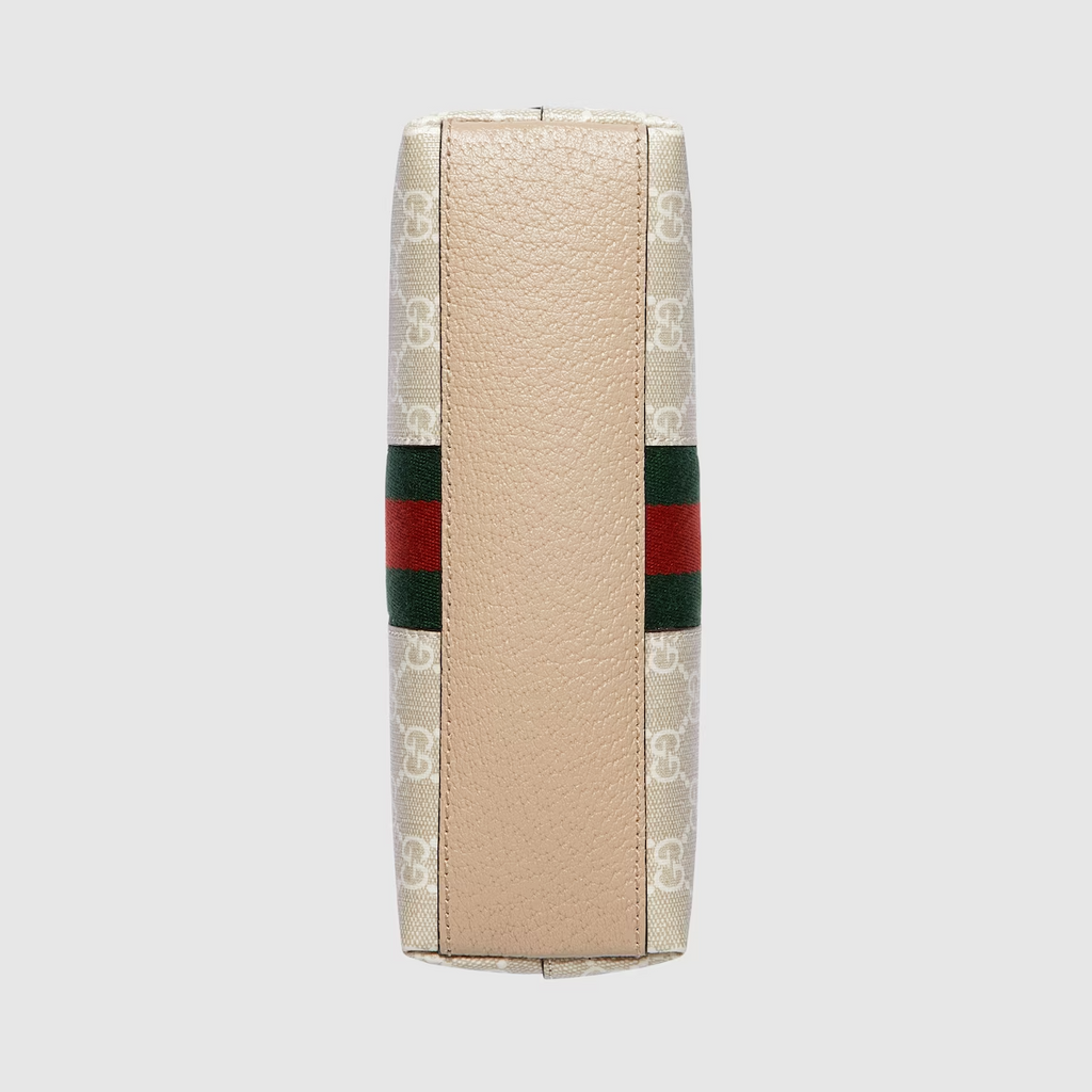 GUCCI  Ophidia small GG shoulder bag in beige and white canvas
