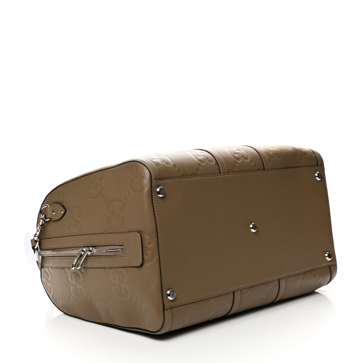 Gucci Piuma Calfskin Jumbo Gg Embossed Large Duffle Bag Good Taupe