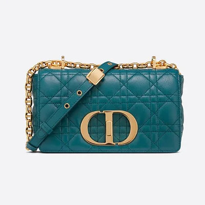 Dior Women Small Dior Caro Bag Supple Cannage Calfskin-Blue