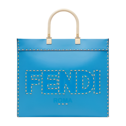 Fendi Women Sunshine Medium Leather Shopper-Blue