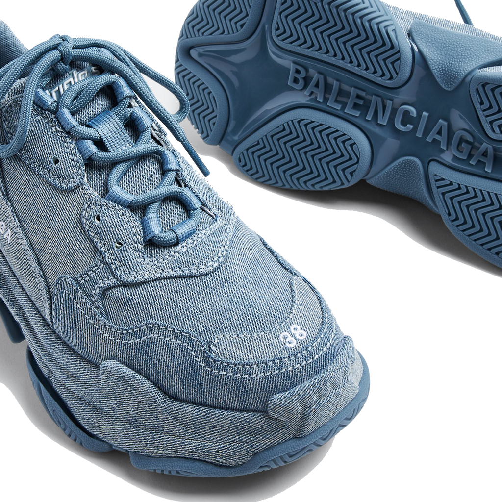 Balenciaga Triple S denim sneakers for Women - Blue