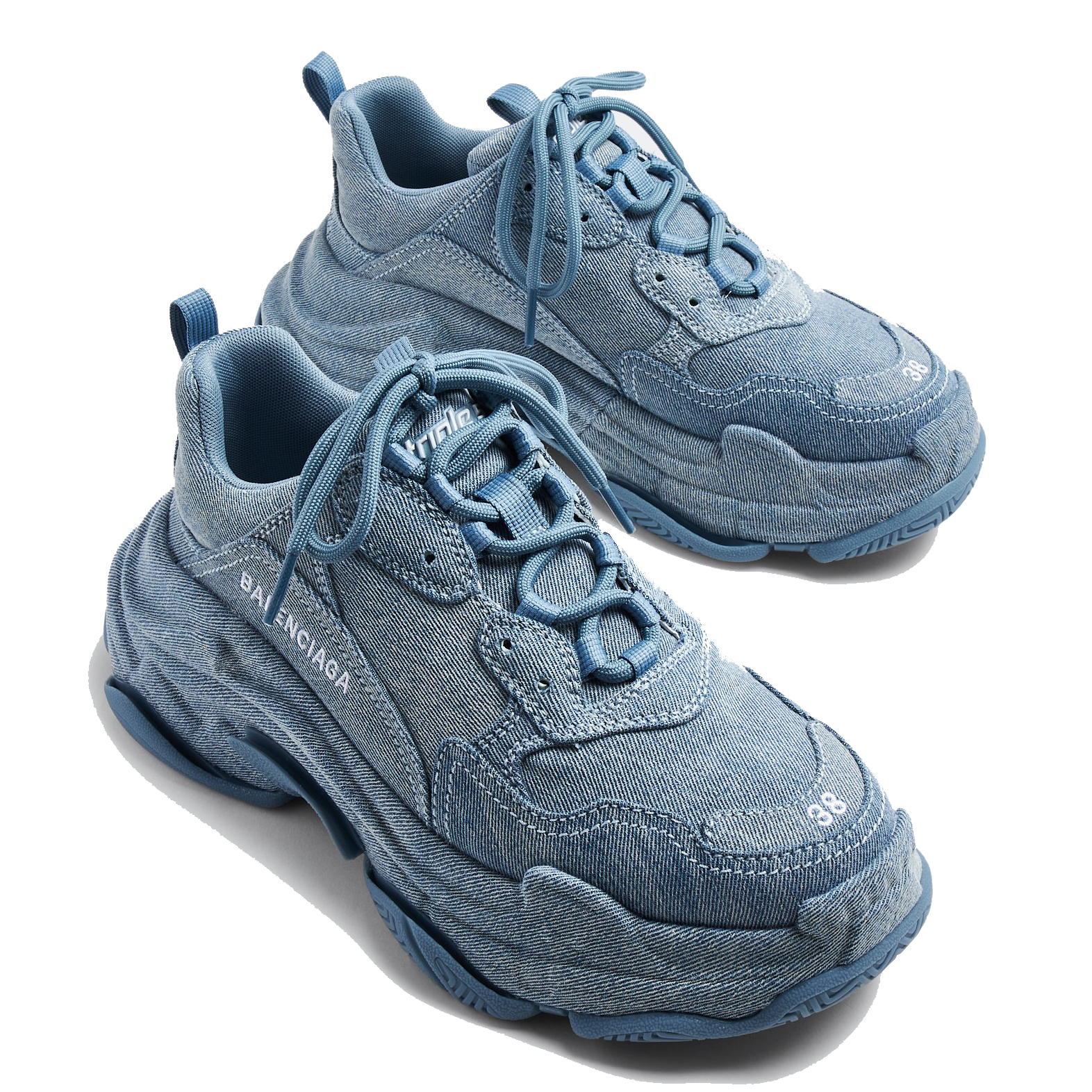 Balenciaga Triple S denim sneakers for Women - Blue