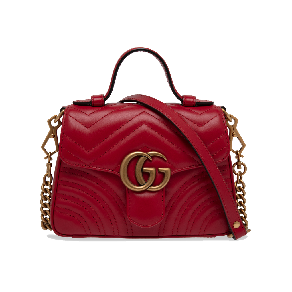 GUCCI GG WOMEN GG MARMONT MINI TOP HANDLE BAG RED
