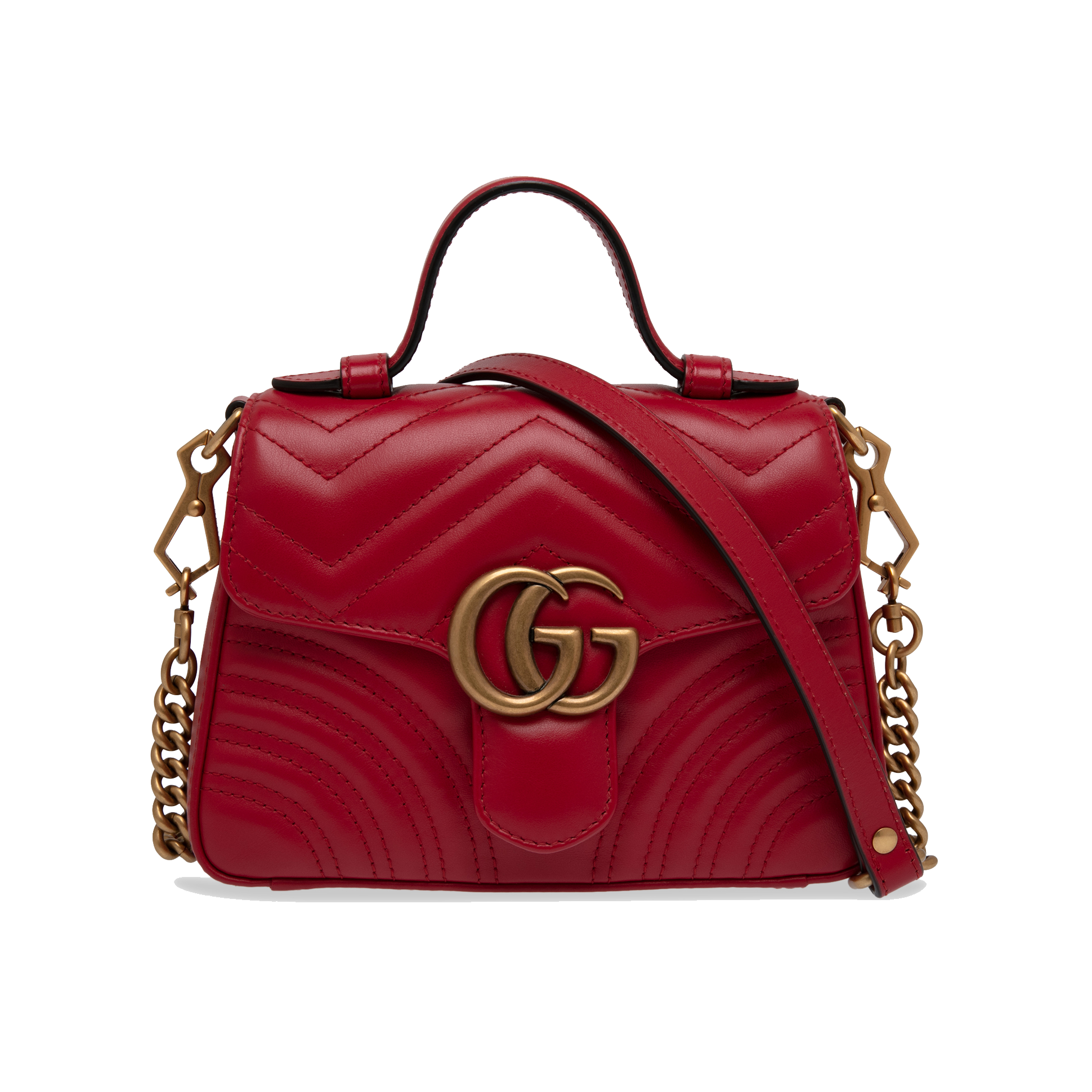 GUCCI GG WOMEN GG MARMONT MINI TOP HANDLE BAG RED