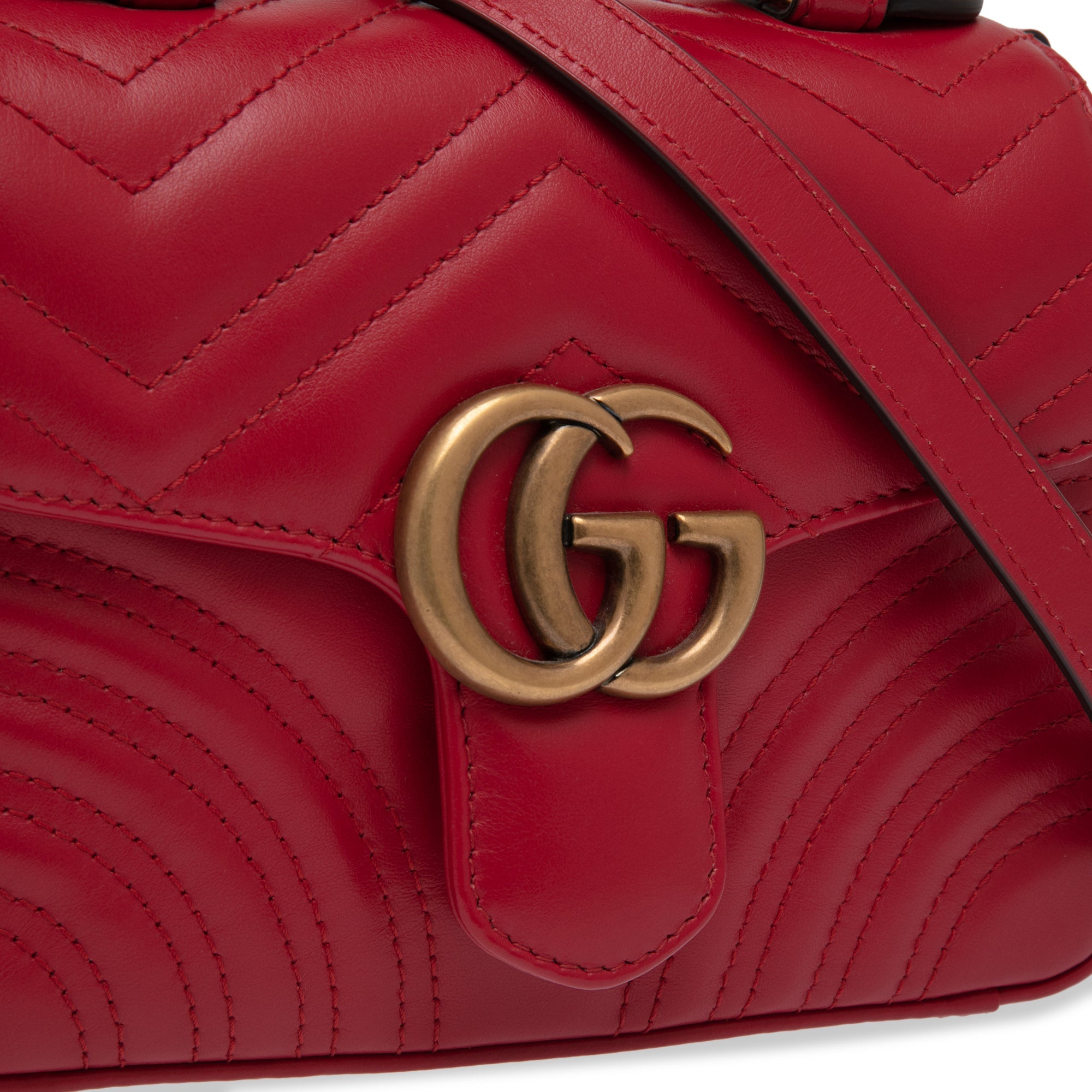 GUCCI GG WOMEN GG MARMONT MINI TOP HANDLE BAG RED