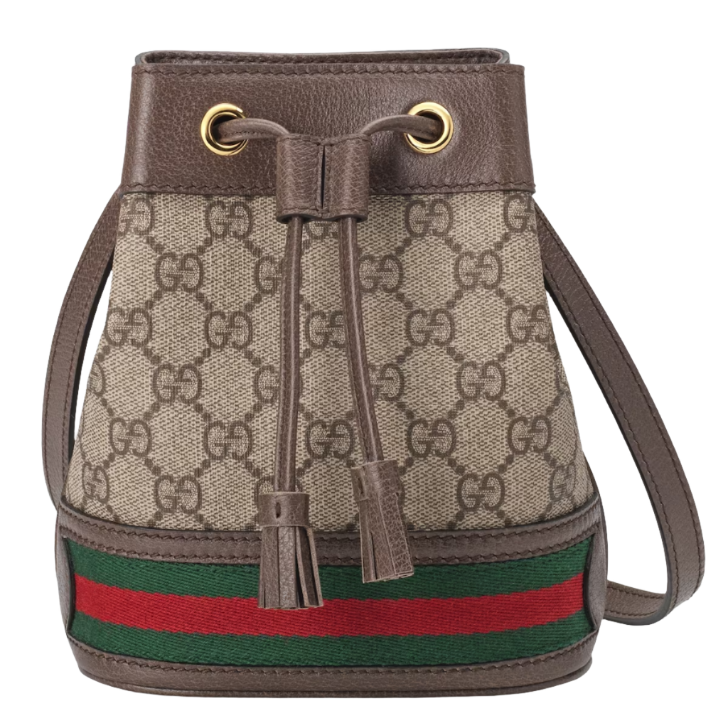 GUCCI Beige  Ebony GG Supreme Ophidia Mini Bucket Bag