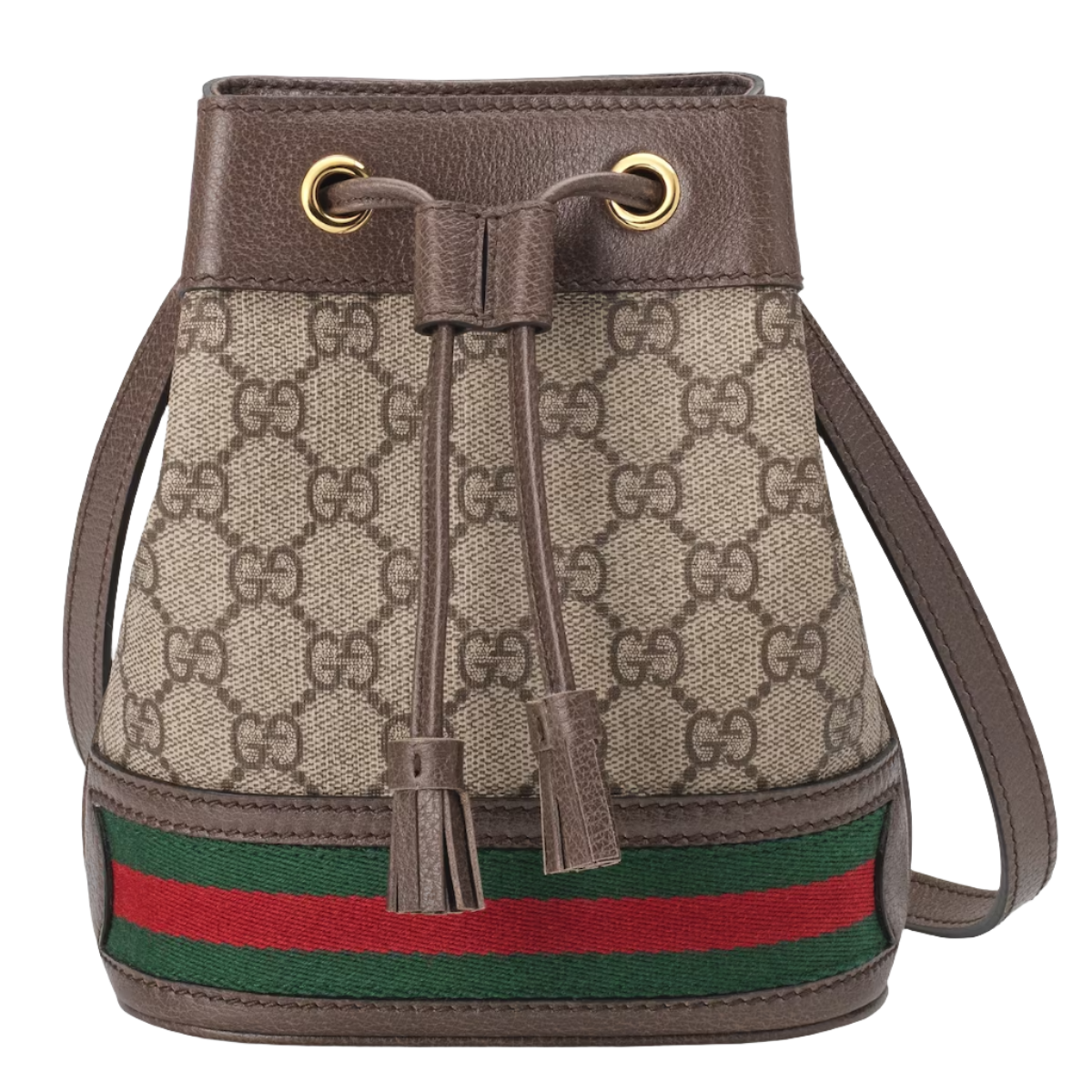 GUCCI Beige  Ebony GG Supreme Ophidia Mini Bucket Bag