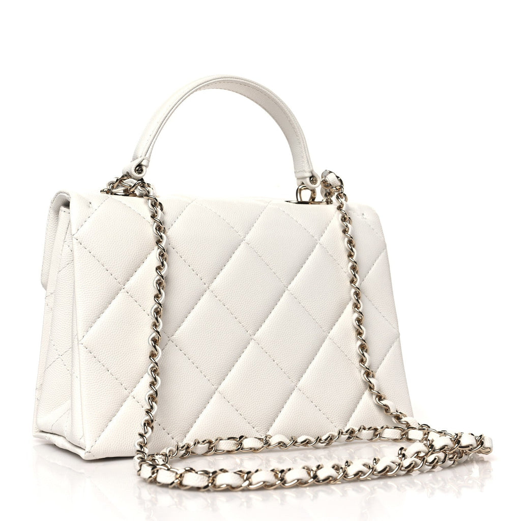 CHANEL CAVIAR QUILTED MINI RETRO TWIST TOP HANDLE FLAP WHITE