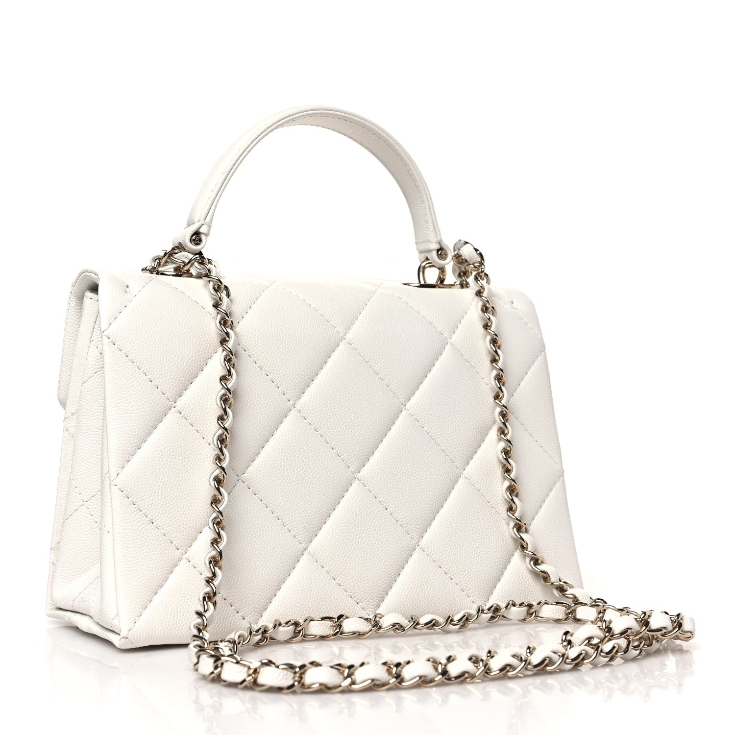 CHANEL CAVIAR QUILTED MINI RETRO TWIST TOP HANDLE FLAP WHITE