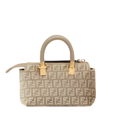 Fendi By The Way Mini - Dove-grey tapestry fabric pouch with FF motif