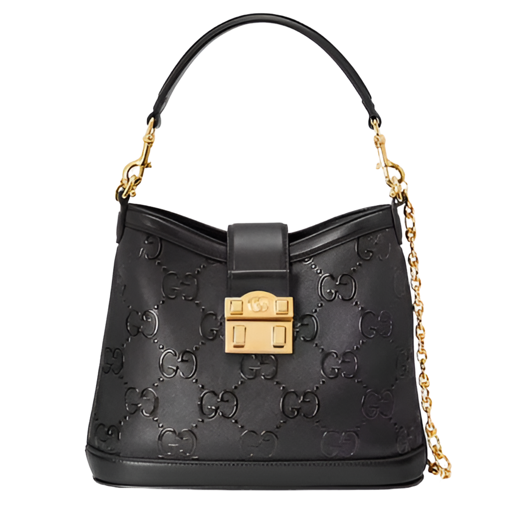 Gucci Women Small GG Shoulder Bag Black Debossed GG Leather