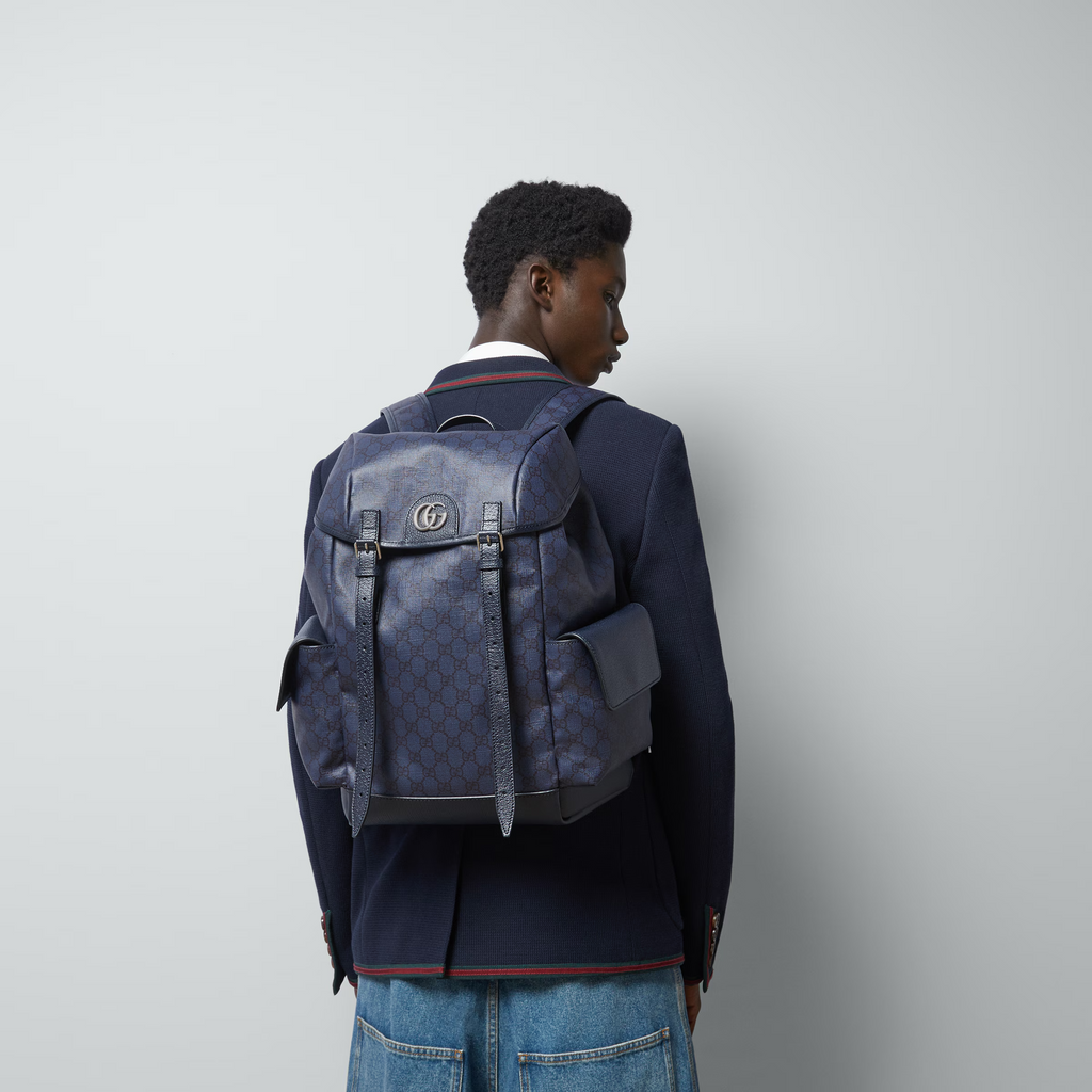 GUCCI Ophidia GG medium backpack in blue and black Supreme