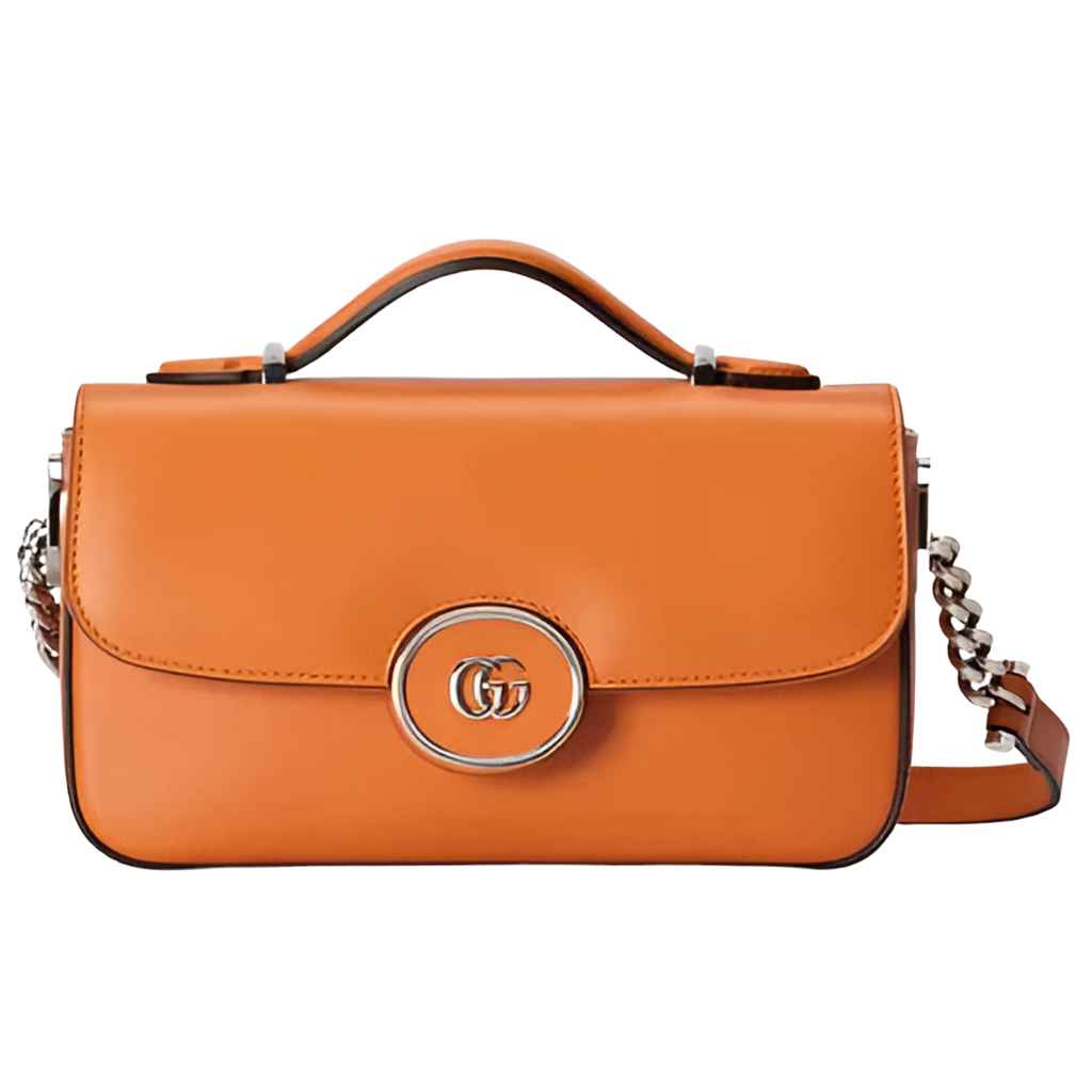 Gucci Women Petite GG Mini Shoulder Bag Orange Leather Double G