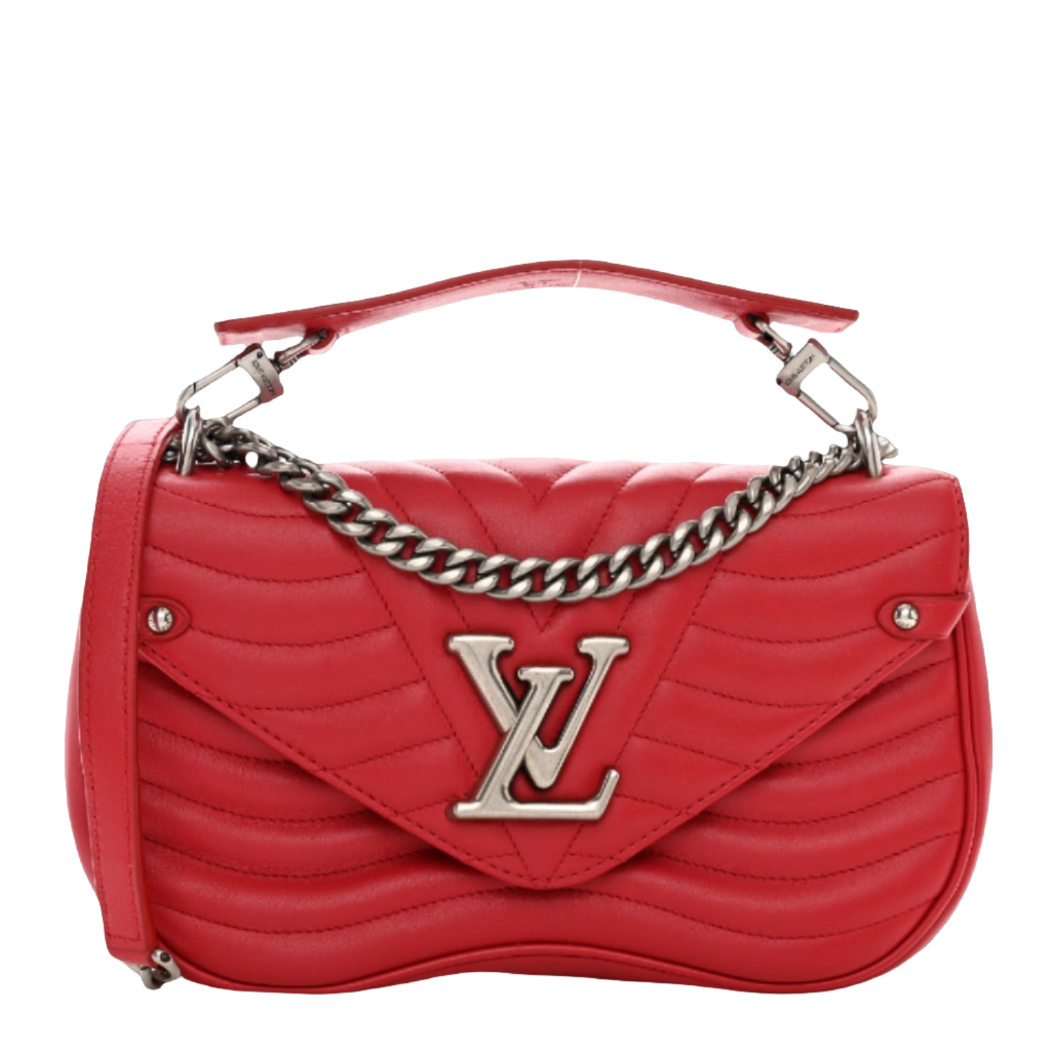 LOUIS VUITTON Calfskin New Wave Chain MM Ecarlate