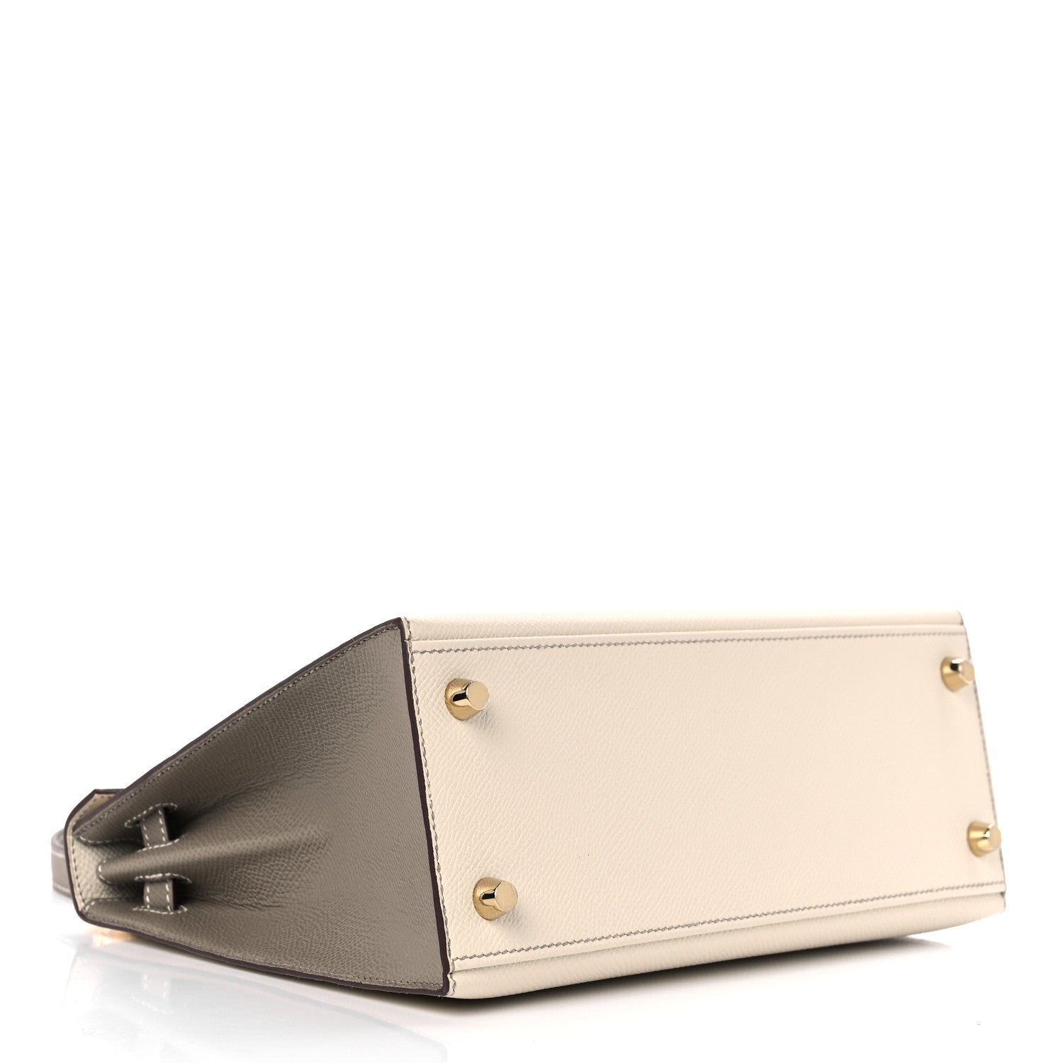 HERMES EPSOM BI-COLOR HORSESHOE KELLY SELLIER 25 CRAIE GRIS ASPHALTE