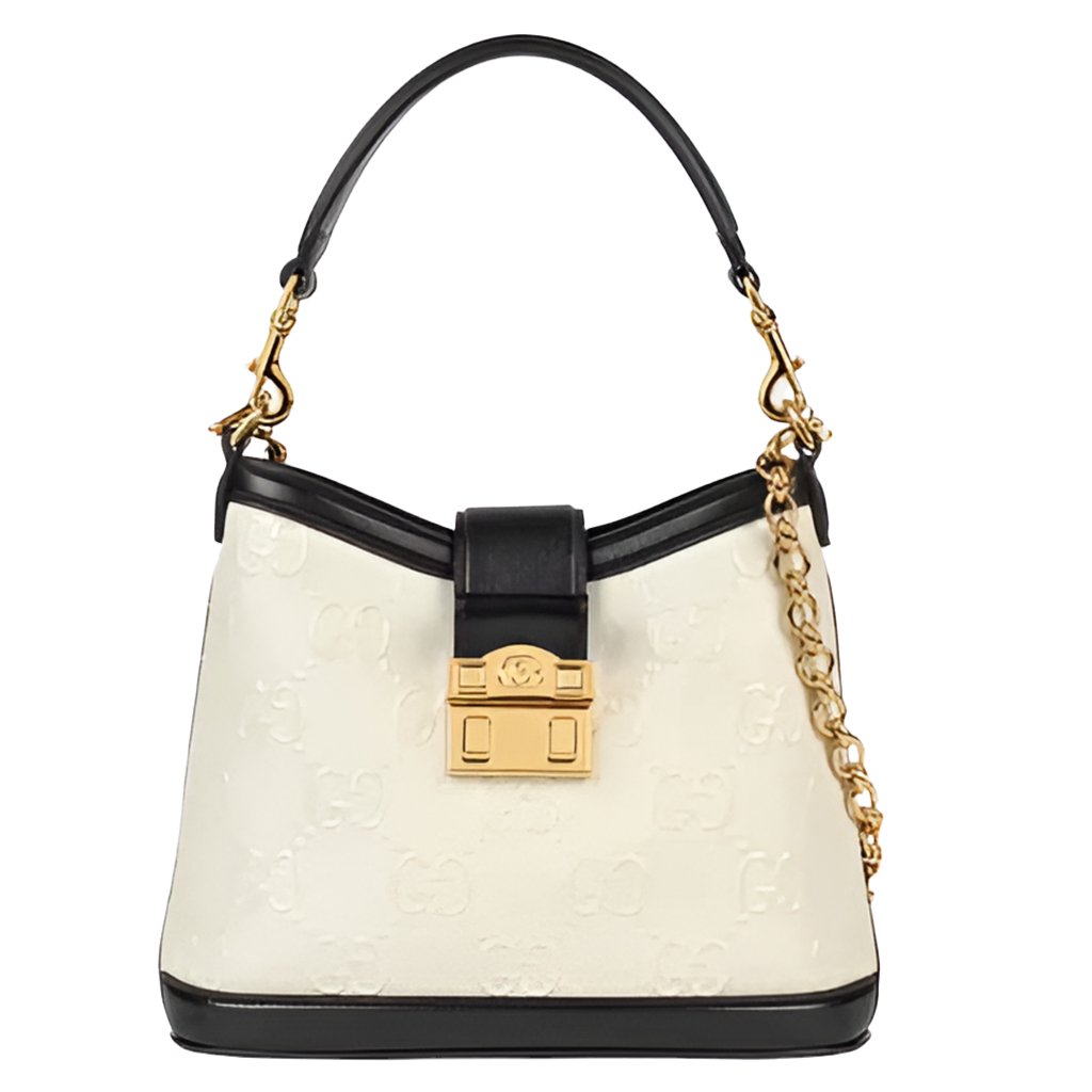 Gucci Women Small GG Shoulder Bag White Debossed GG Leather
