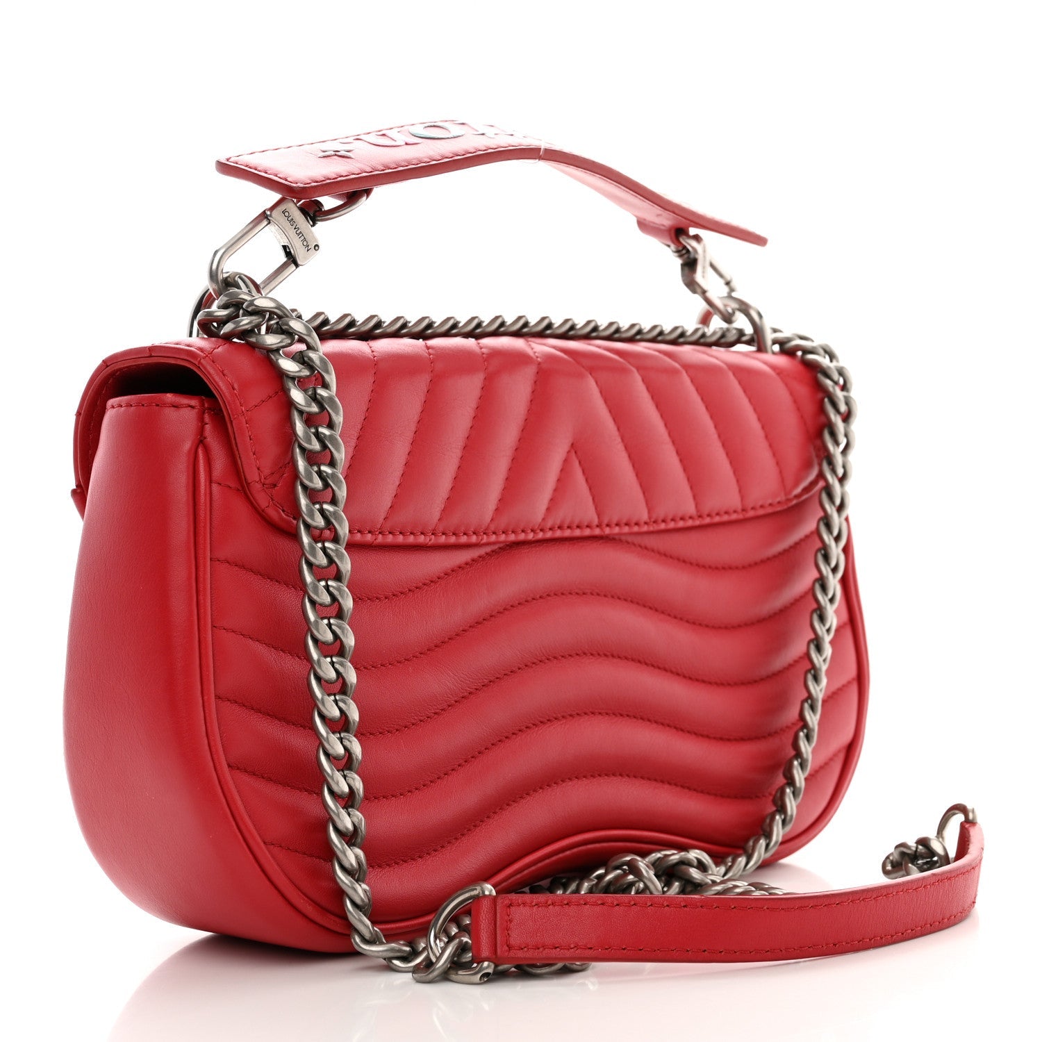 LOUIS VUITTON Calfskin New Wave Chain MM Ecarlate