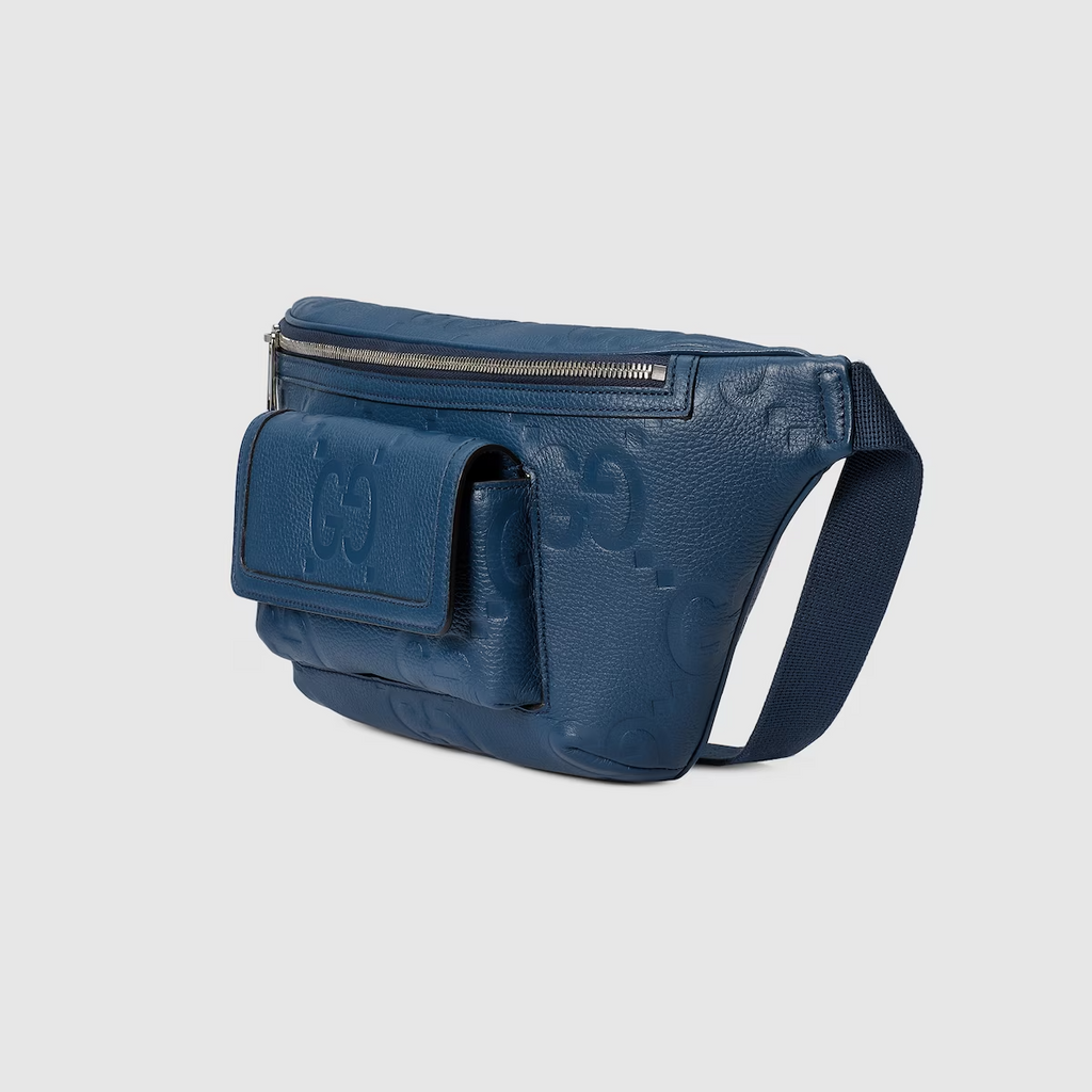 GUCCI Jumbo GG belt bag in blue leather