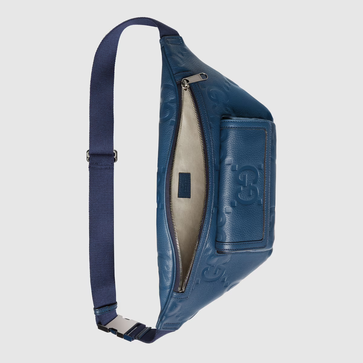 GUCCI Jumbo GG belt bag in blue leather