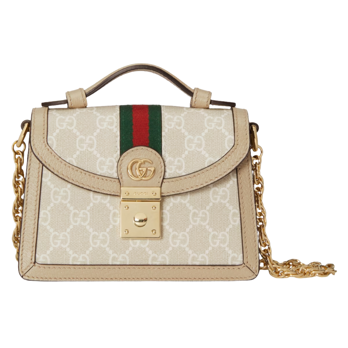 GUCCI Ophidia GG mini shoulder bag in beige and white canvas