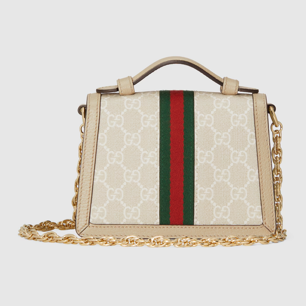 GUCCI Ophidia GG mini shoulder bag in beige and white canvas
