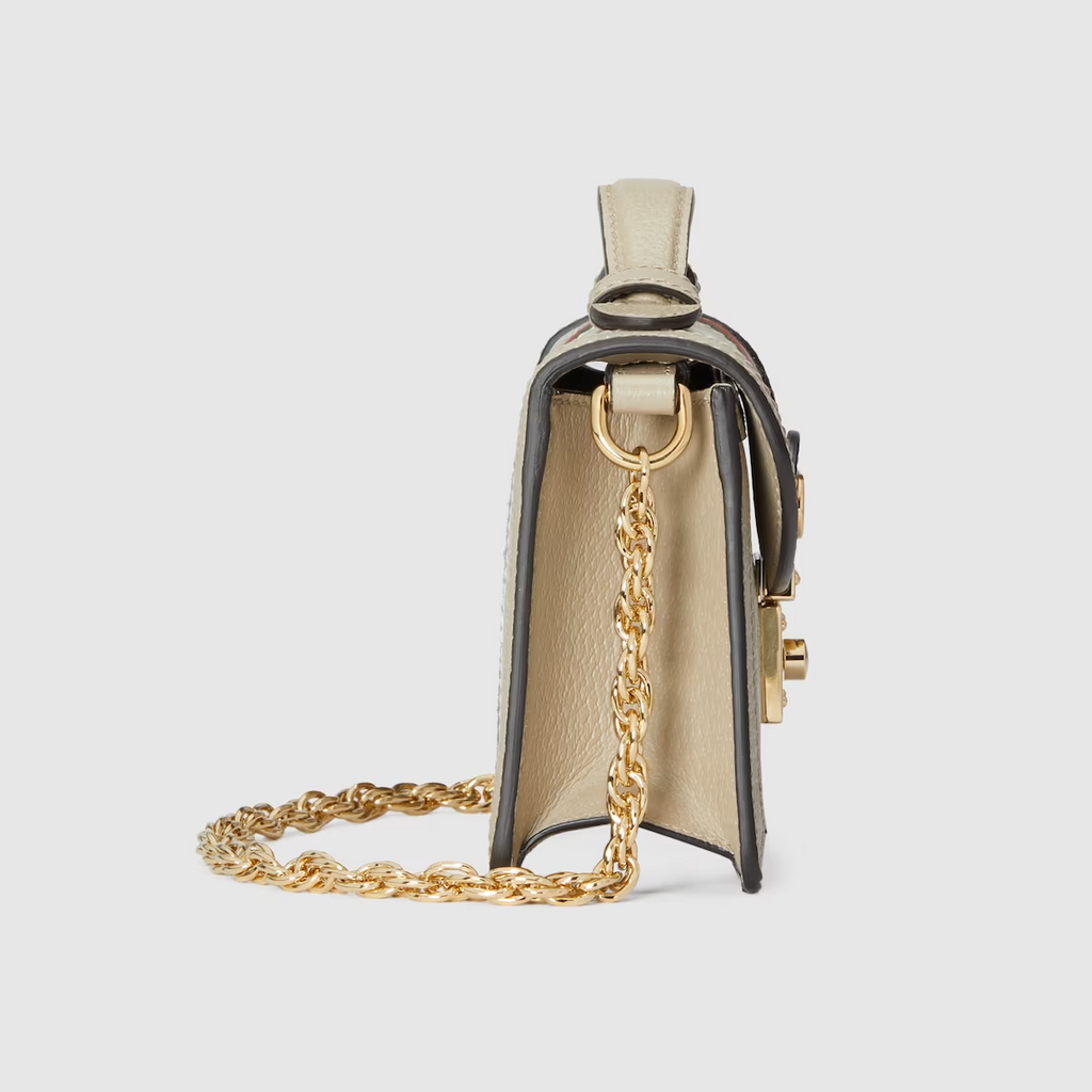 GUCCI Ophidia GG mini shoulder bag in beige and white canvas