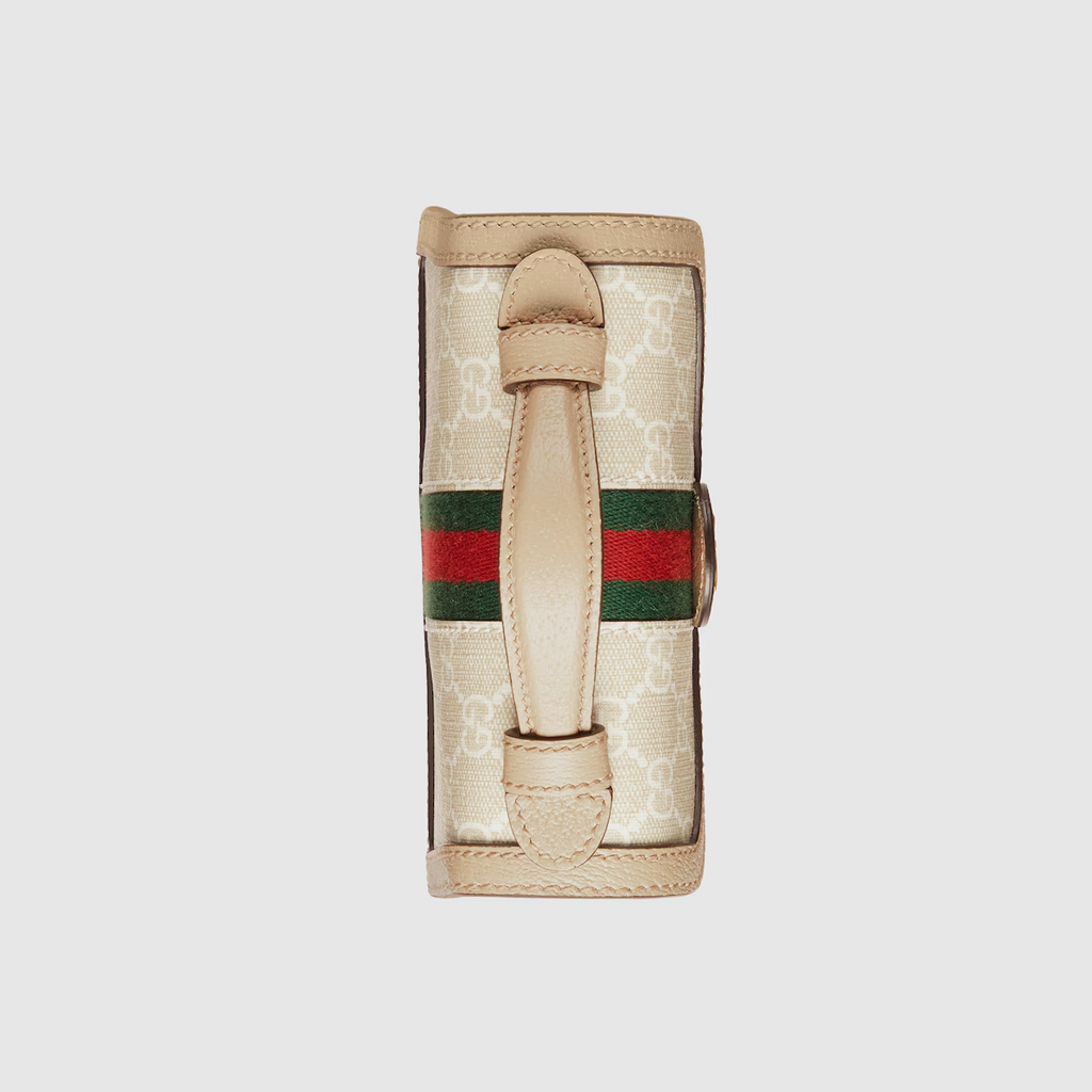 GUCCI Ophidia GG mini shoulder bag in beige and white canvas