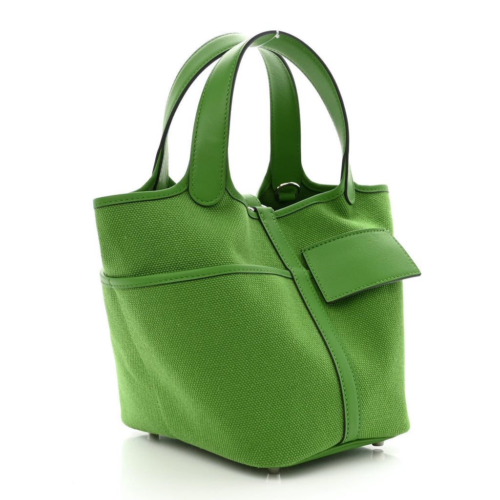 HERMES Toile Goeland Swift Cargo Picotin Lock 18 Vert Vertigo