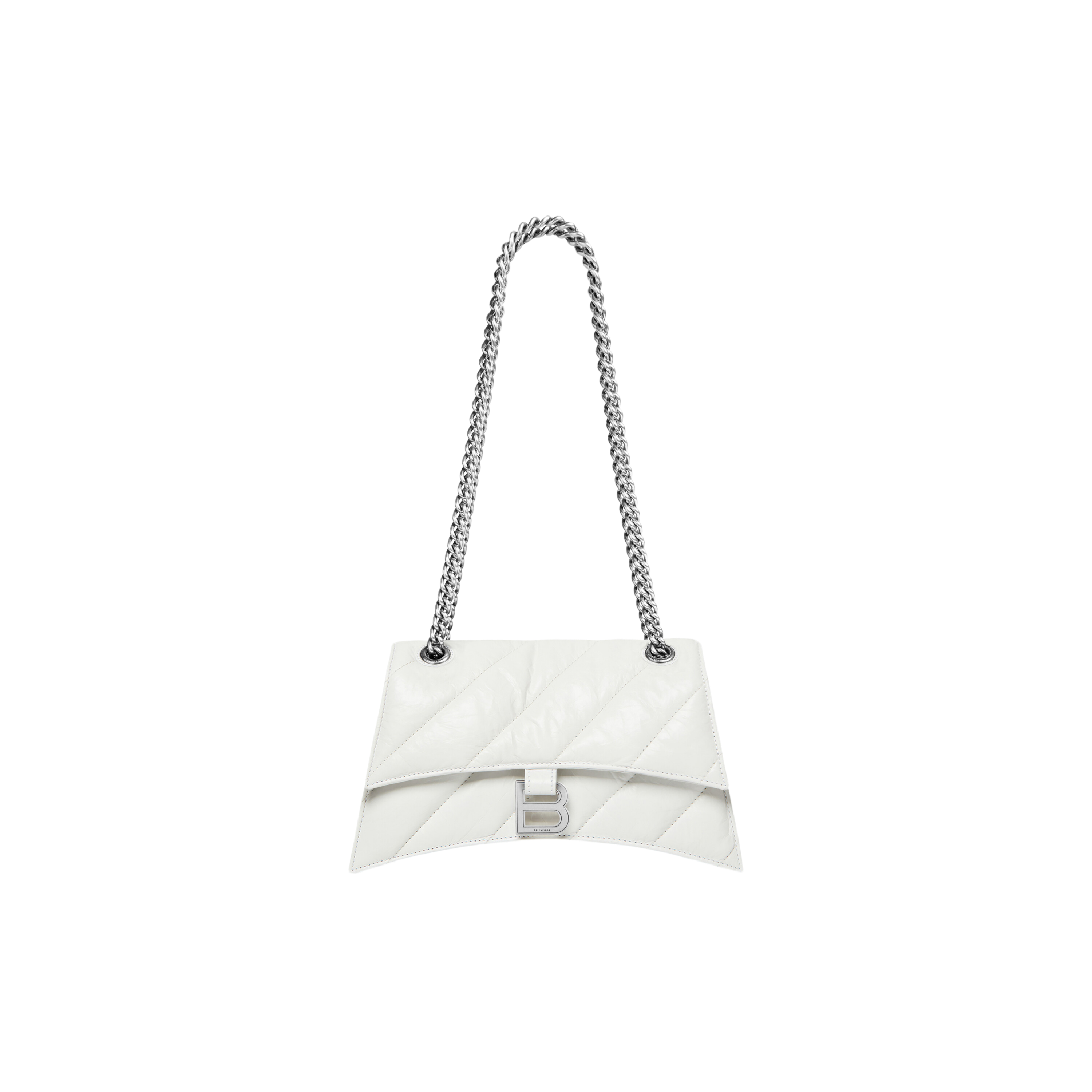 Crush Small Chain Bag Quilted in Optic White Balenciaga