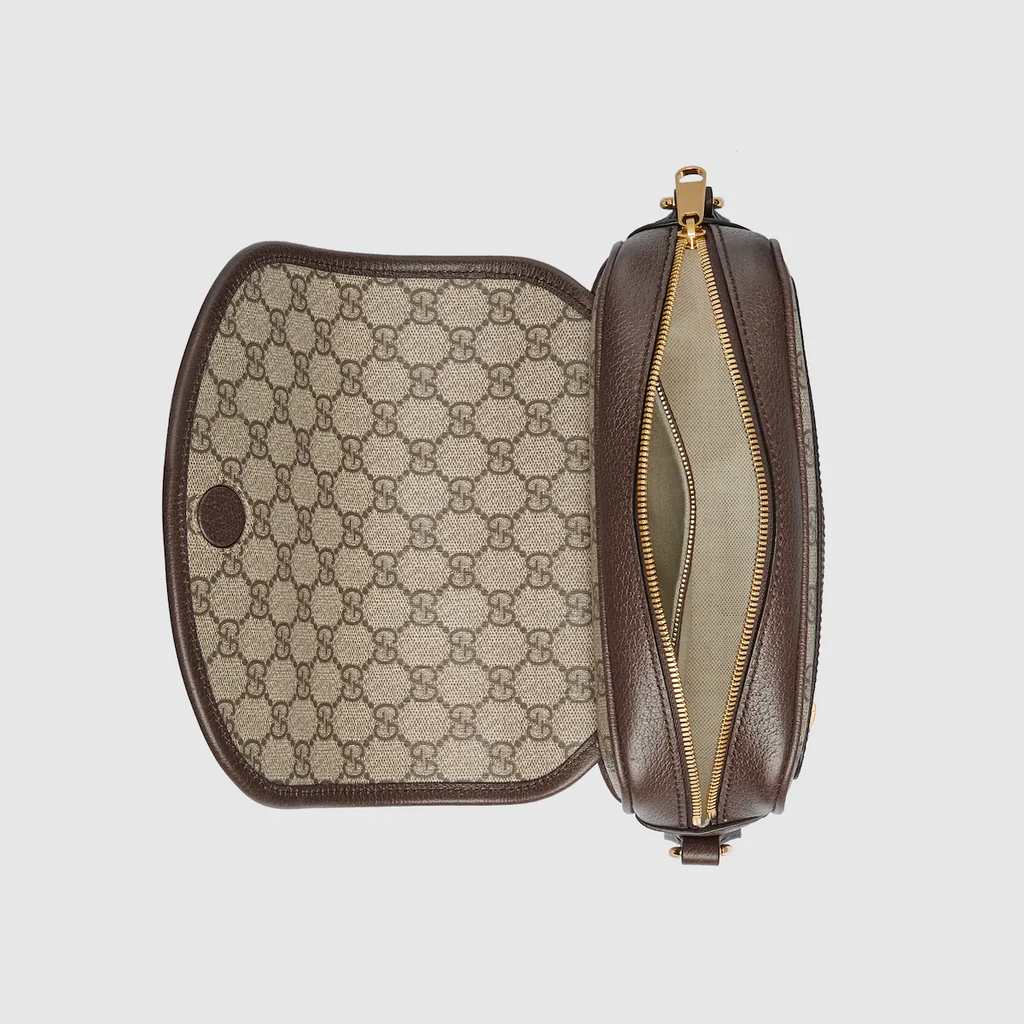 GUCCI Ophidia GG small shoulder bag in beige and ebony GG Supreme