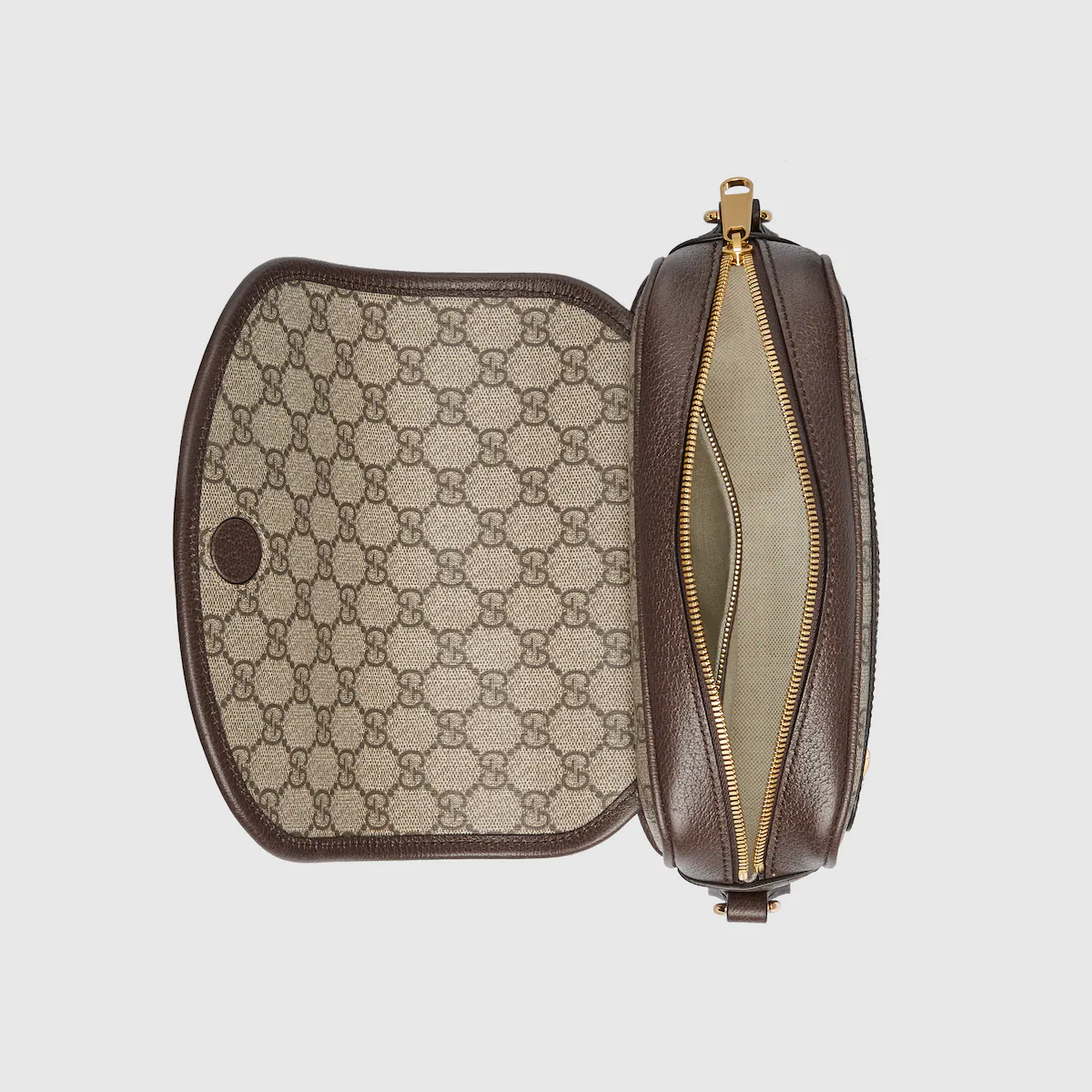 GUCCI Ophidia GG small shoulder bag in beige and ebony GG Supreme