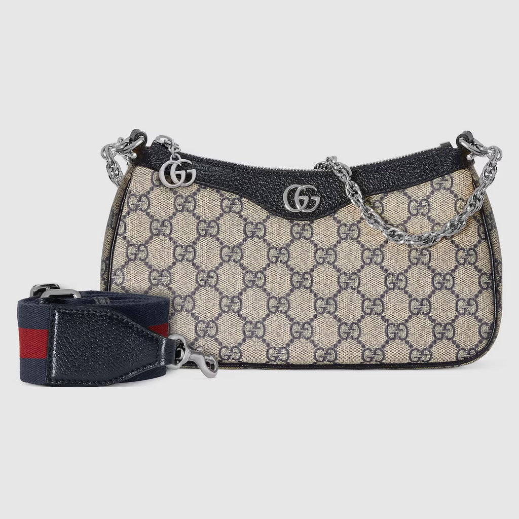 GUCCI Ophidia GG small handbag in beige and blue Supreme