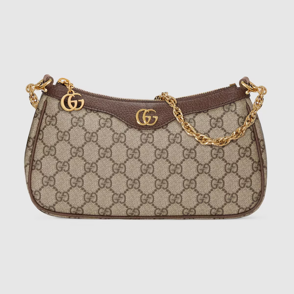 GUCCI  Ophidia small handbag in beige and ebony Supreme