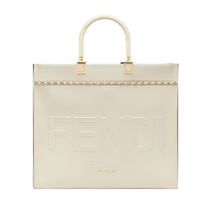 Fendi Women Sunshine Medium White Leather Shopper