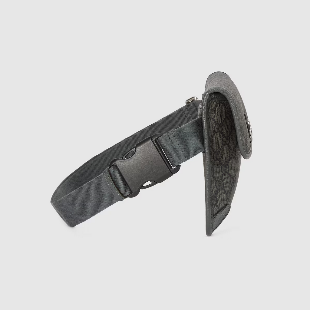 GUCCI Ophidia GG small belt bag in grey and black Supreme