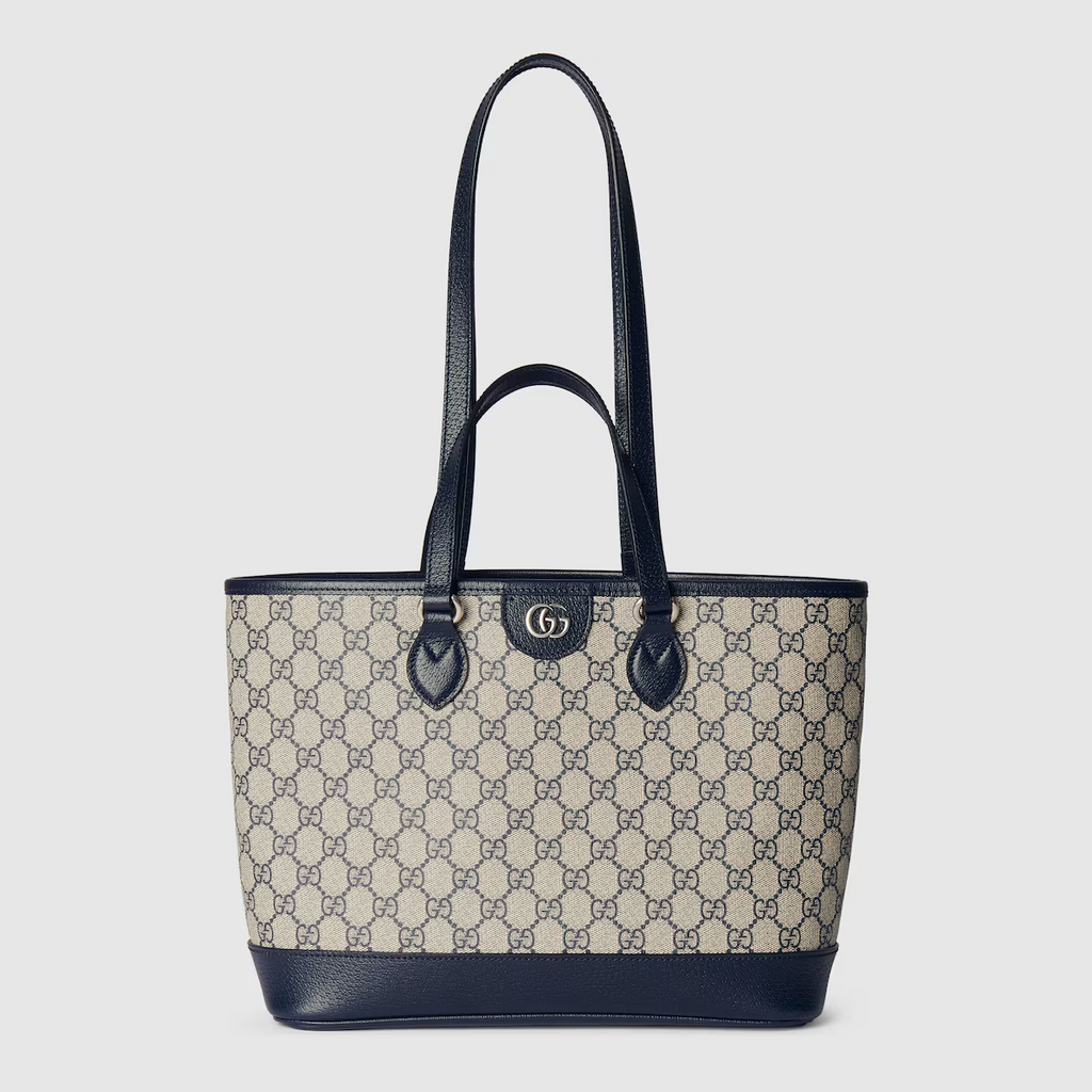 GUCCI Ophidia mini tote bag in beige and blue GG Supreme