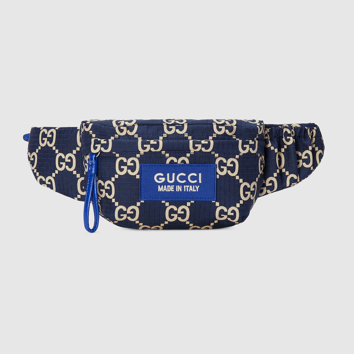 GUCCI Large GG ripstop belt bag in dark blue and beige ripstop