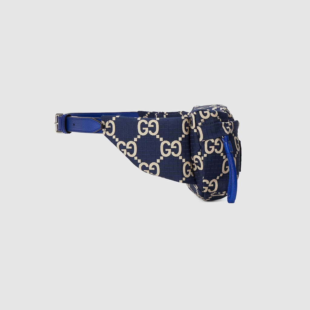 GUCCI Large GG ripstop belt bag in dark blue and beige ripstop