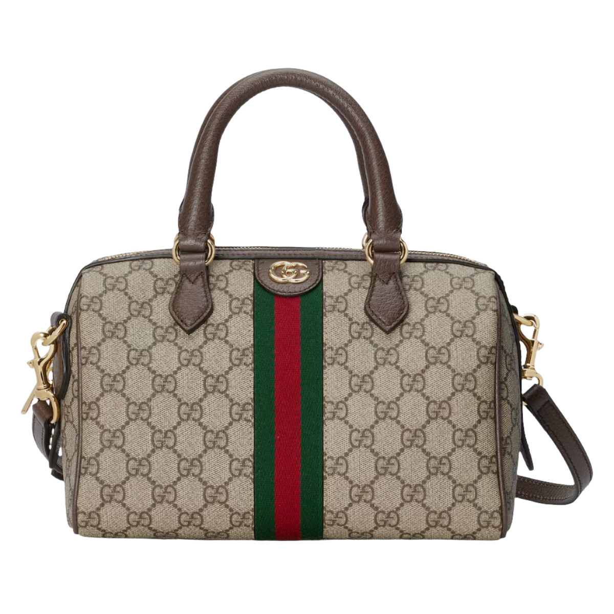 GUCCI Ophidia GG small top handle bag in beige and ebony canvas